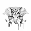 owl and elephant together tattoo design idea