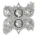 3 brothers, 2 sisters, ashtree  tattoo design idea