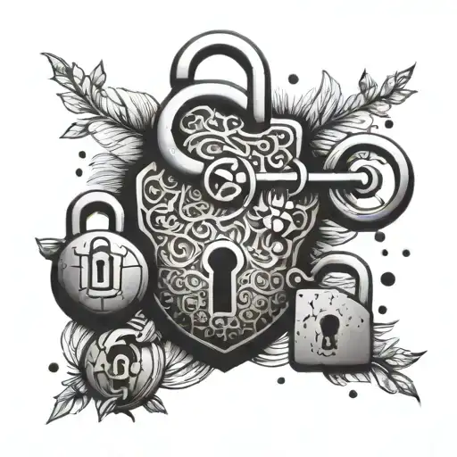 key and lock minimalistic  tattoo design idea