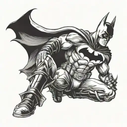 batman in lawyer suit with Roll No. "69590" tattoo design idea