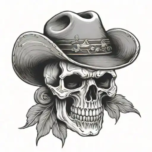 western skull tattoo design idea