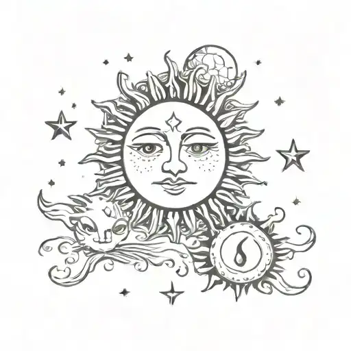 Sun and moon tattoo design idea
