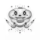 hotdog with eyebrows tattoo design idea