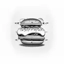 hotdog with eyebrows tattoo design idea