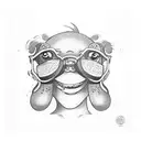 hot dog with eyebrows tattoo design idea