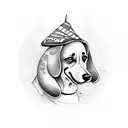 hot dog with eyebrows tattoo design idea