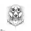 hot dog with eyebrows tattoo design idea