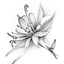 Lily of the valley, Aster, names Zachary Alice tattoo design idea