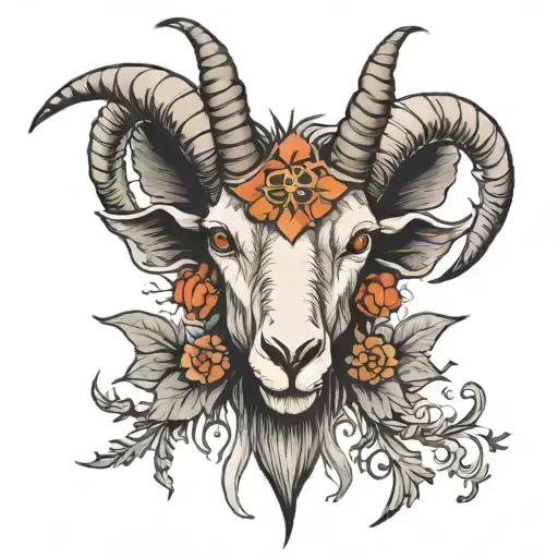 goats head with upside down cross  tattoo design idea