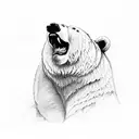 bear roaring with asian style elements and old english wallpaper like elements  tattoo design idea