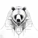 bear roaring with asian style elements and old english wallpaper like elements  tattoo design idea