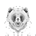 bear roaring with asian style elements and old english wallpaper like elements  tattoo design idea