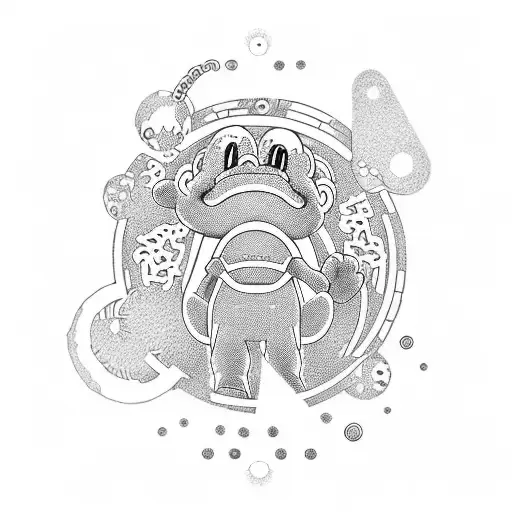 yoshi doing peace sign tattoo design idea