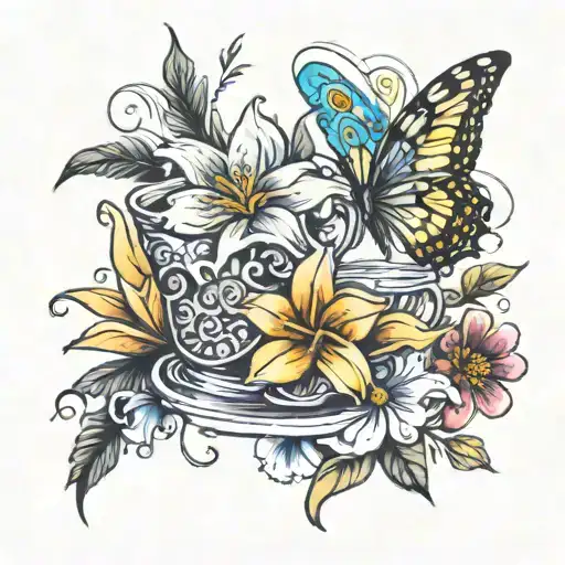 lirios y margaritas   tattoo design idea