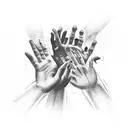 Blackout tattoo of hands reaching out of a dark void tattoo design idea