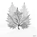 mountain scene autumn leaf tattoo design idea