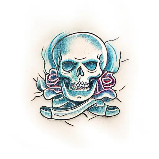 skeleton dancing on bones tattoo design idea