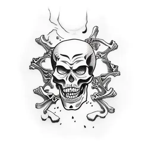 skeleton dancing on bones tattoo design idea