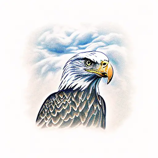 bald eagle with rose tattoo design idea