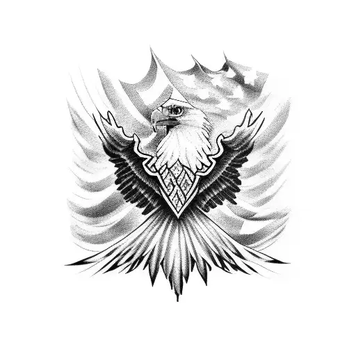 bald eagle flag tattoo design idea