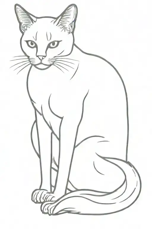 siamese cat curled tattoo design idea