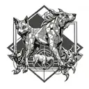 A geometric design featuring various animals you've encountered in your veterinary studies, with gaming symbols subtly integrated, symbolizing your diverse interests and occupations tattoo design idea