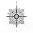 Create a fineline, geometric style tattoo that includes a compass and clock split by an arrow tattoo design idea