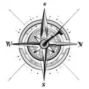 a compass and clock split by an arrow tattoo design idea