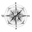 a compass and clock split by an arrow tattoo design idea