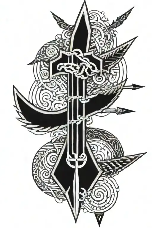 viking arrow with DNA spiral  tattoo design idea