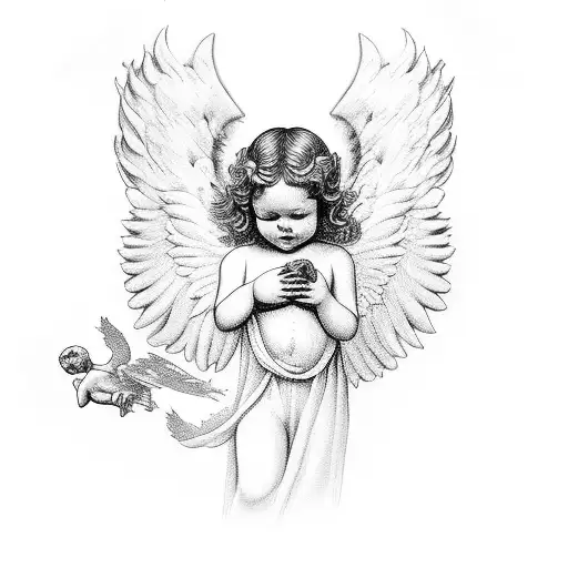 cherub angel in heaven tattoo design idea