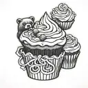 Beartrap underneath a cupcake  tattoo design idea