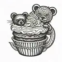 Beartrap underneath a cupcake  tattoo design idea