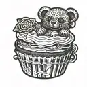 Beartrap underneath a cupcake  tattoo design idea