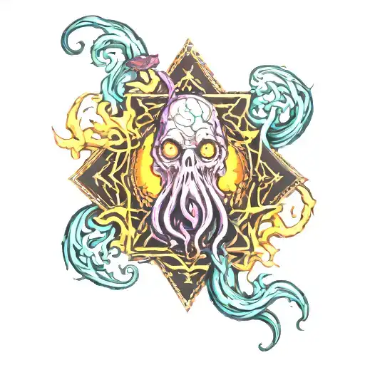 lovecraft space dark eery tattoo design idea