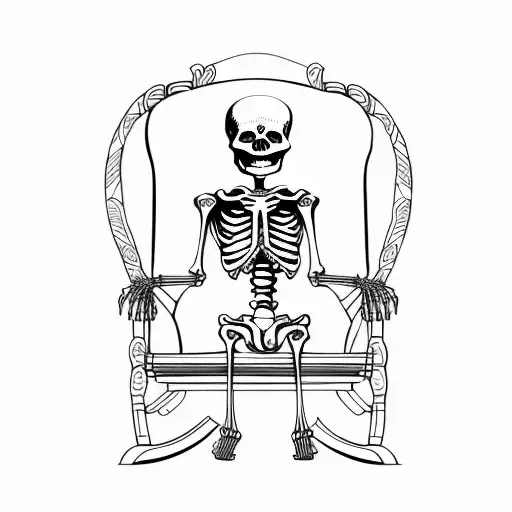 skeleton in an rocking chair  tattoo design idea