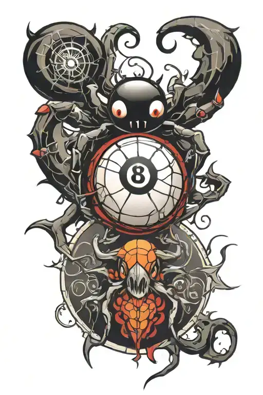8 ball spider tattoo design idea