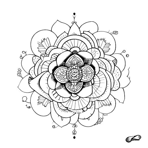 flores e mandalas tattoo design idea