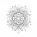 Uma mandala floral em estilo dotwork minimalista tattoo design idea