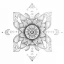 Uma mandala floral em estilo dotwork minimalista tattoo design idea