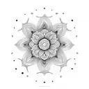 Uma mandala floral em estilo dotwork minimalista tattoo design idea