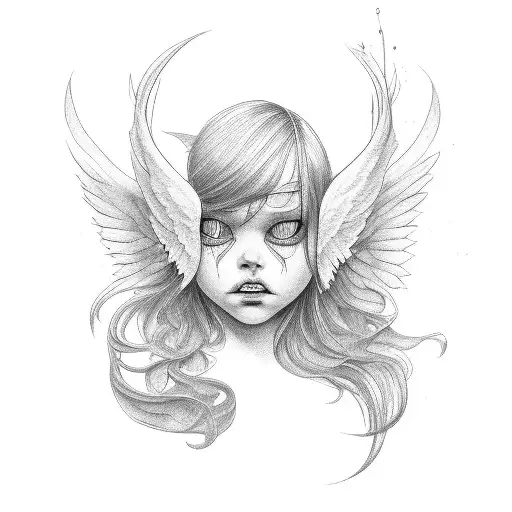 angel crying tattoo design idea