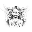 angel crying tattoo design idea