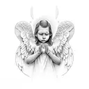 angel crying tattoo design idea