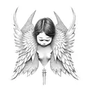 angel crying tattoo design idea