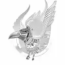 Aztec-inspired bird tattoo design idea