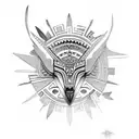 Aztec-inspired bird tattoo design idea