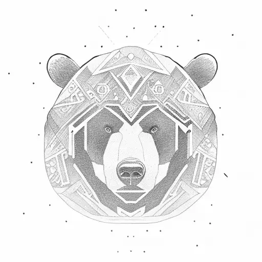 bear looking concentrate  tattoo design idea