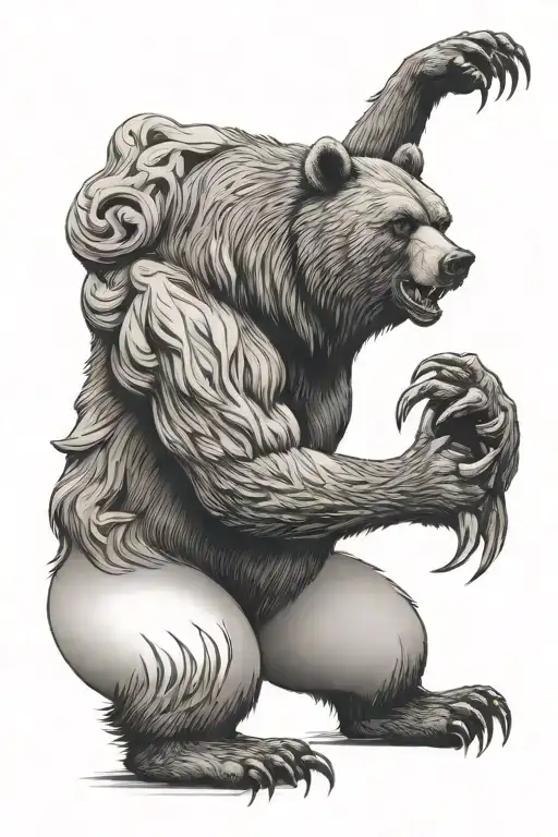 angry bear tattoo design idea