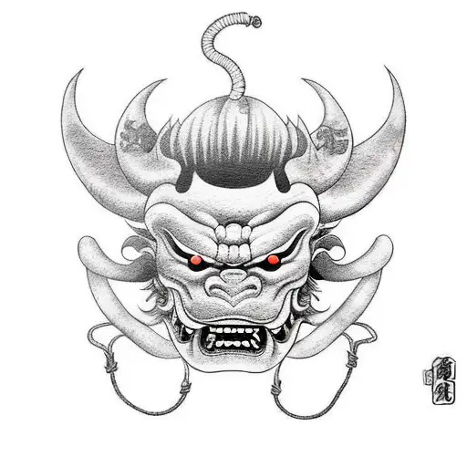Oni Mask with rope tattoo design idea